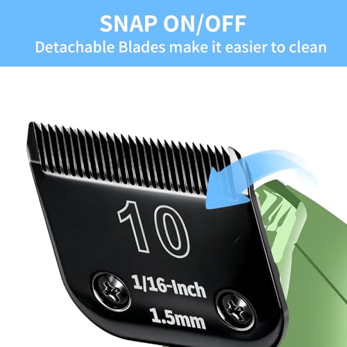 Size 10 Detachable Dog Grooming Blades, Compatible with Andis, Oster A5, Wahl KM10 Series Clippers, Cut Length 1.5mm, Black (10#1.5mm, 1 Pcs) - size: 10#1.5mm, 1 Pcs