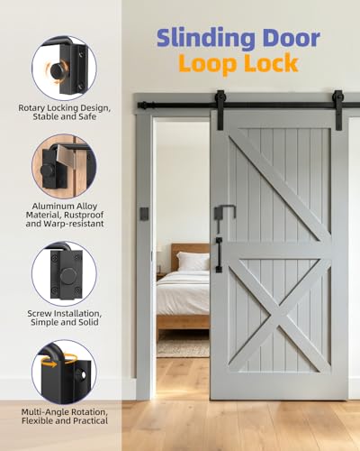 Sliding Door Loop Lock, Patio Door Latch, Black-4PCS | Multi-Angle Mounting Security U-Bolt Locks with Locking Design for Barn Door, Closet, Window, Balcony, Aluminum Alloy - color: Black-4PCS