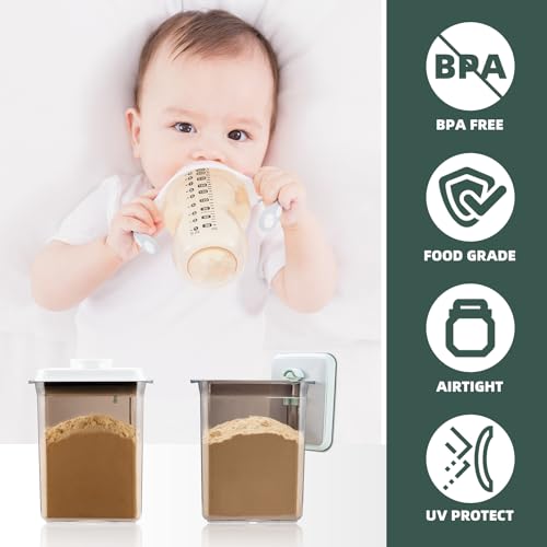 Baby Formula Container, 28 oz Airtight Powder Storage with 5g Scoop, Brown | BPA-Free Design for Nursery Stations, Night Feedings, Baby Formula, Baby Cereal and Dry Powdered Foods - color: 28 oz - Brown