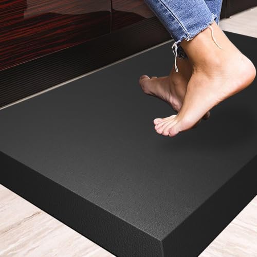 Anti Fatigue Floor Mat,Kitchen Mat, Standing Desk Mat – Comfort at Home, Office, Garage - Polyurethane(PU) Foam (Square Black, 40" L x 20" W x 1" Th) - color: Black, size: 40"L x 20"W x 1"Th