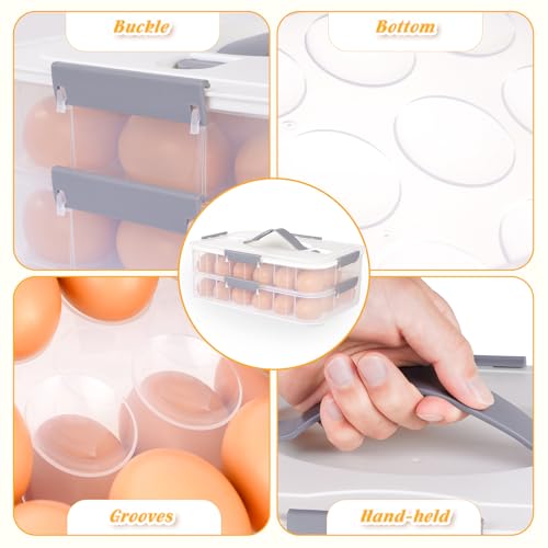 2-Layer Deviled Egg Containers with Lid,36 Slots Deviled Egg Tray Carrier | with Handle and Deviled Egg Injector Piping Tool,Portable Egg Storage Carrier Tray Platter for Party Picnic Travel (white) - color: white