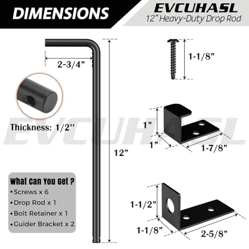 12" Cane Bolt Gate Drop Rod Heavy Duty Stopper Hardware, Gate Ground Latch for Wood Metal Vinyl Gates Doors, Gate Drop Pin for Holding Gate to The Ground, Black Finish-1 Pack - size: 12 Inch