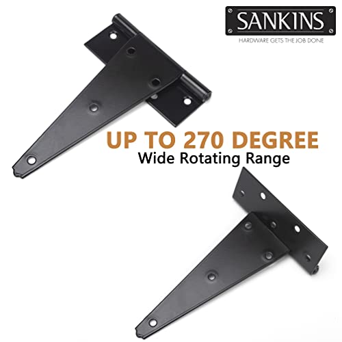 10 Inch T-Strap Shed Door Hinges Heavy Duty, Black Tee Hinge for Wooden Fences, Yard Door, Barn Door Gates, Wrought Hardware Rustproof, 2PCS - color: 2 pcs, size: 10 Inch