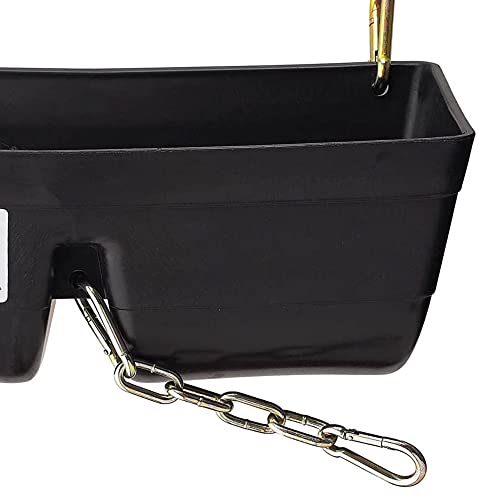 Little Giant FF16BLACK 9 Quart Heavy Duty Plastic Feed Trough Bucket Fence Feeder with Clips for Livestock & Pets, Black (2 Pack)