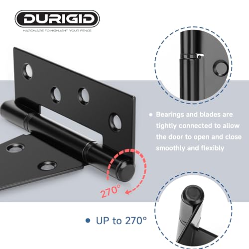 2 Pack 6 Inch T Hinge, Heavy Duty Hinges for Wood, Gate Hinge, Shed Door Hardware, Fence Hinges for Outdoor Gates, Barn Door, Ideal Outdoor Useage - size: 6 Inch