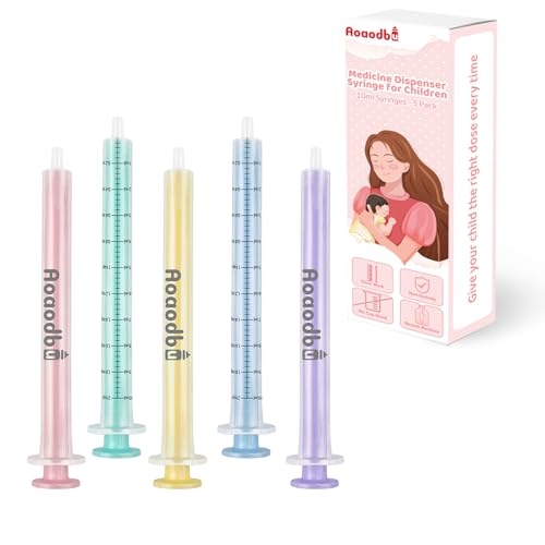 Baby Medicine Dispenser 10ML Syringe For Children,Oral Syringes, Liquid Plastic Syringe Without Needle,Leak proof Dosing Tools,5 Uniquely Colour Syringes - 5 Pack - size: 10ML-5 Pack