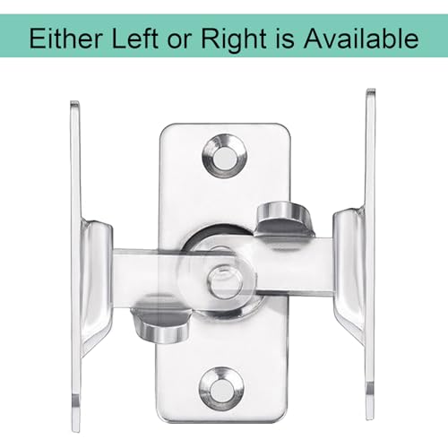 MINI Size 90 Degree Door Latch Sliding Screen Door Latch Barn Door Lock Hasp Latch Clasp Lock Pocket Door Locks and Latches | Quick-Access Locking for Privacy in Bathroom, Toilet, RVs & Small Spaces, Left Or Right Application, 304# Stainless Steel - color