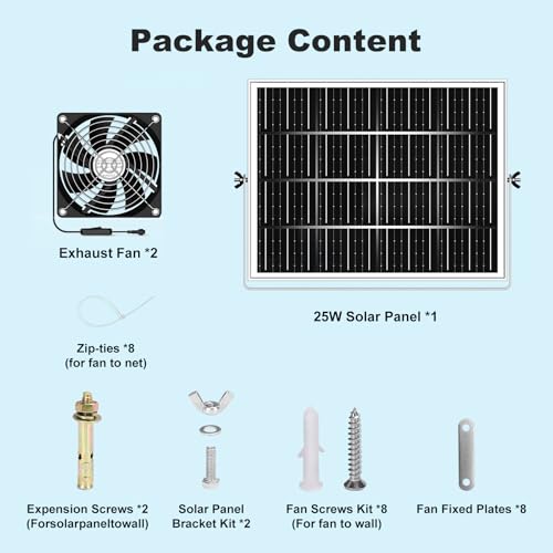 5.5" Solar Chicken Coop Fan 2 Kit, 20W Solar Powered Greenhouse Fan Outdoor Waterproof for Vent Exhaust & Intake, for Outside Shed Doghouse Ventilation Air Circulation Cooling, No Battery - size: 5.5" Fan 2 Kit