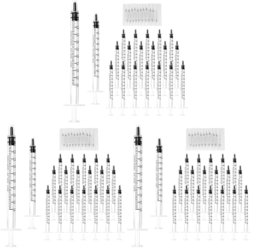 60 Pack 1ml Syringe for Liquid, 1cc Plastic Small Syringes for Scientific Labs, Measuring Liquids, Feeding Pets, Medical Student, Oil or Glue Applicator, Non-Sterile, No Needle - size: 1ml Syringes-20pcs (Pack of 3)