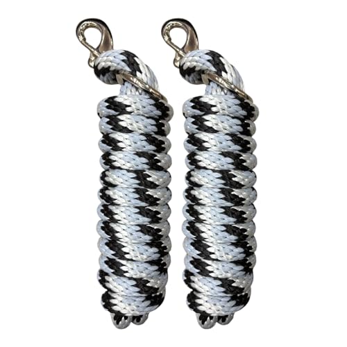 Majestic Ally Polypropylene Lead Rope with Removable Nickel Bolt Snap, 5/8 x 10 ft, for Horses and Livestock, 2 Pack (Black -Gray-Silver) - color: Black -Gray-Silver
