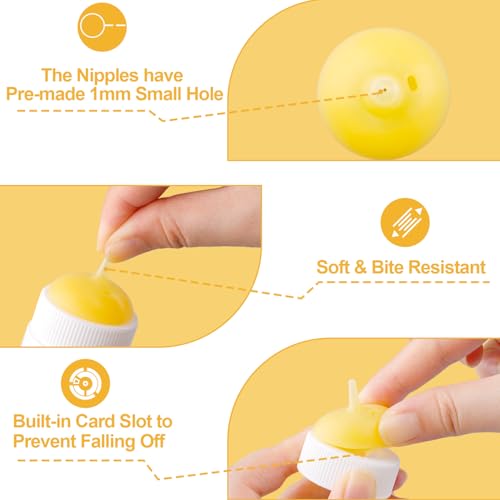 Kitten Nursing Nipple with Syringe, Wide Mouth Angled Puppy Feeding Bottles, with Ventilation Valve Resistant Tearing for Puppies, Kittens, Rabbit, Small Wildlife (S Nipple,Yellow) - color: Yellow, size: Model 1