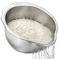 Palksky Rice Strainer & Rice Washing Bowl Stainless Steel - 5.6 Qt Professional Fine Mesh Rice Washer for Kitchen - Heavy Duty Rice Rinser, Cleaner & Drainer Colander for Quinoa, Grains & Fruit - color: 5.6 Qt Rice Strainer