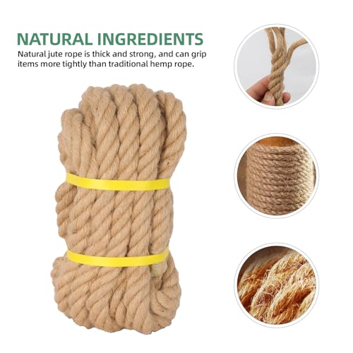 Natural Jute Rope, Heavy Duty Thick Rope, 1 in x 25 ft | For indoor and outdoor crafts, nautical rope decor, railings, hammocks, swings, gardening and tug of war - size: 1 in x 25 ft