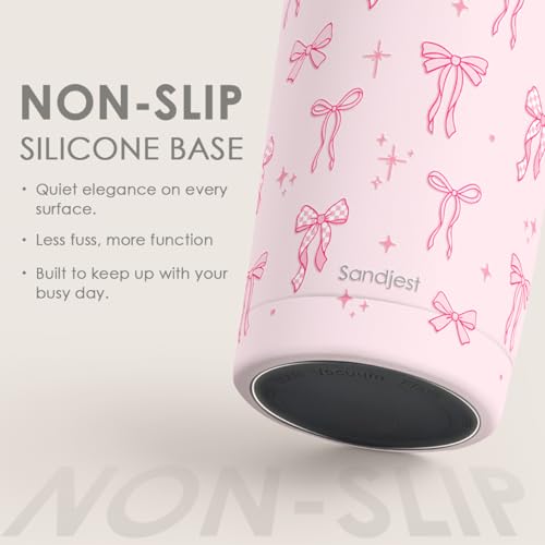 SANDJEST Bow Tumbler 20oz, Stainless Steel Travel Cup with Lid, Insulated Coffee Mug, Bow Gifts for Women Girls Friends Sisters on Birthday Christmas (Pink) - color: Bow 1