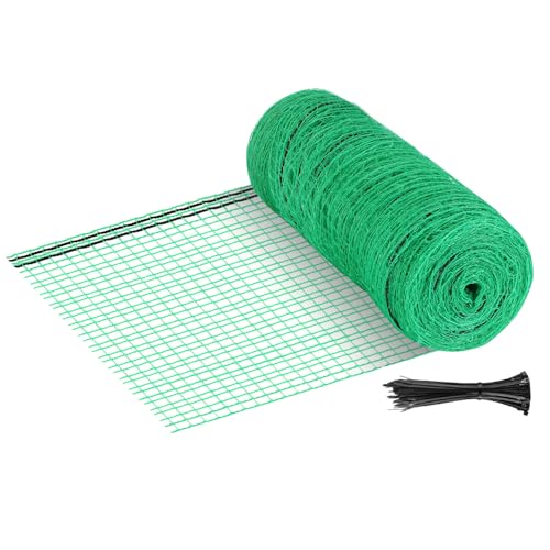 Deer Fence Netting 5x100 FT, Heavy Duty Plastic Mesh Fence Roll | 1/2" Temporary Animal Barrier Fencing For Deer, Birds, Chicken, Poultry, Fruit Trees, Construction & Garden Protection, Green - size: 5x100 FT