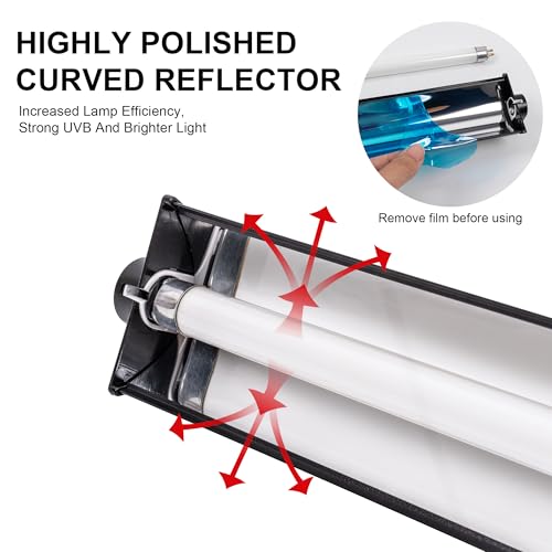 UVB Reptile Light Kit, 24W T5 Lamp Fixture and 5.0 UVB Tube Combo, Linear Lighting Bar Ideal for Tropical Reptiles Bearded Dragon Hermit Crab Turtle Leopard Gecko Tank Chameleons Iguanas Snake - size: UVB5.0