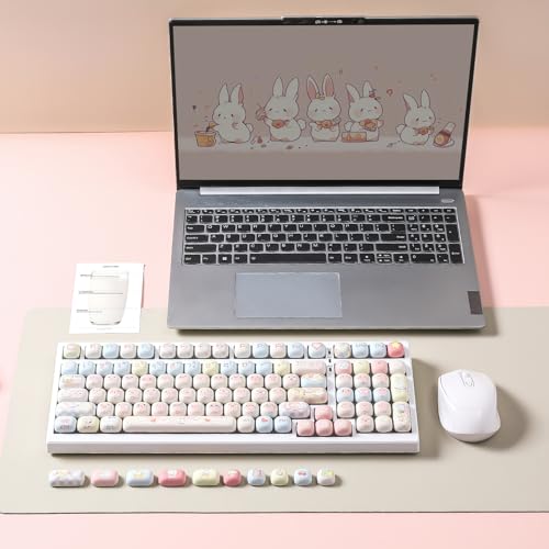 YUNZII Pink Ice Cream MOG Profile Dye-Sub PBT Keycaps Set (Pink Kitten) | 138 Keys, Dye Sub PBT Keycap Set, for Mechanical Gaming Keyboards Compatible with 60%/65%/75%/TKL/96%/100% Layouts