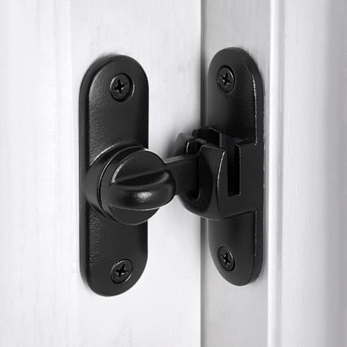 Matte Black 90/180 Degree Barn Door Latches,Flip Gate Lock | Zinc Alloy Flip Gate Latches,Right Angle Door Lock,for bedroom,garage,sliding door,window,cabinet,drawer,pet enclosures - color: Matte Black