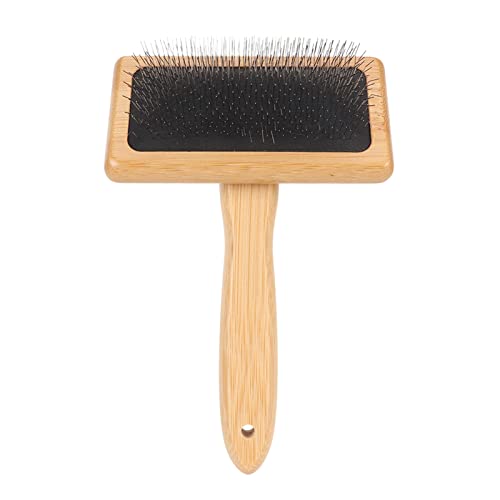 Sheepskin Wool Brush, Sheepskin Wool Wire Brush with Hole Cushion, Macrame Slicker Comb Pet Slicker Brush with Wood Handle for Grooming, Removing Shedding and Dirt (L) - size: L
