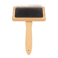 Sheepskin Wool Brush, Sheepskin Wool Wire Brush with Hole Cushion, Macrame Slicker Comb Pet Slicker Brush with Wood Handle for Grooming, Removing Shedding and Dirt (L) - size: L