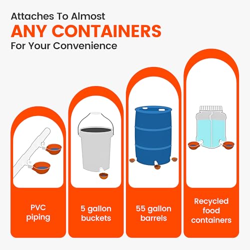 Eggluuz Chicken Waterer Cups, 6 Pack Automatic Chickens Water Cups for Poultry Orange