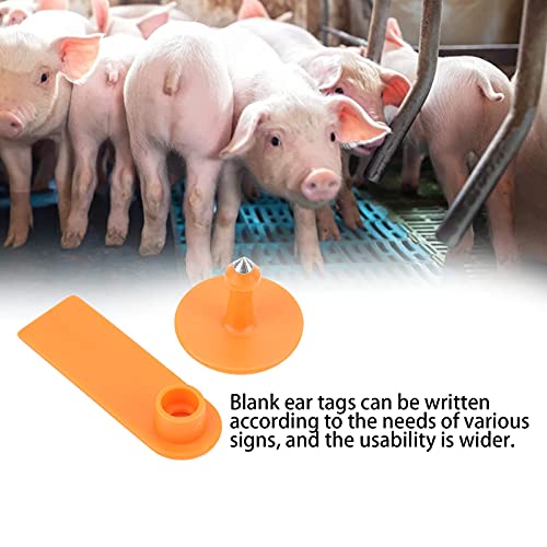 100PCS Cattle Ear Tags, Blank Cattle Ear Tags TPU Cow Ear Tags Farm Goat Ear Tags Livestock Large Size Livestock Identification Ear Tags for Identification Cattle,Sheep Goat, Pig(Orange) - color: Orange