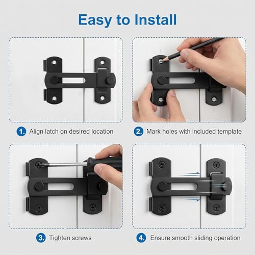 DOUBLE 2 C Barn Door Lock, Sliding Door Lock Hardware, Carbon Steel Door Latches for Cabinet, Closet, Window Door, Black - style: 1 Pack