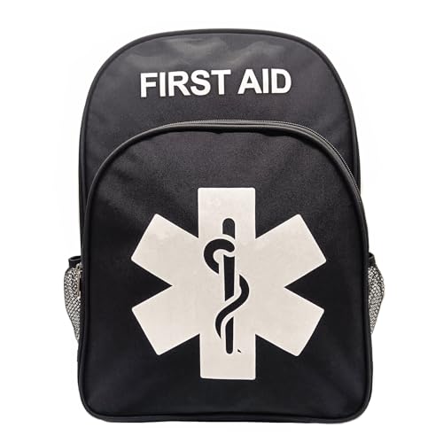 Red Emergency Bag First Aid Backpack Empty Medical First Aid Treatment First Responder Trauma Bags for Hiking Outdoors Travel Camping Pet Dog Cat Daycare (Black White) - color: Black White