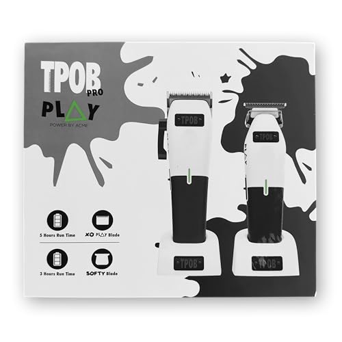 TPOB Play Barber Hair Clippers & Trimmer for Men 7500 RPM with Rubber Grips (White 2 Set) - color: White 2 Set