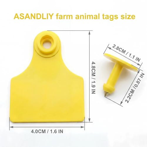 Blank Livestock Ear Tags 100 Pack for Cattle, Cow, Pig, Goat, Sheep - Durable Large TPU Plastic Animal ID Identification Labels for Farm Management & Ranch - Yellow 5x4cm (2x1.6 inches) - color: Yellow