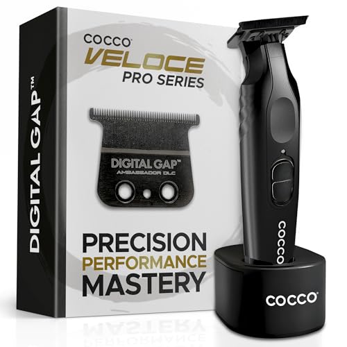 Cocco Veloce Pro Trimmer, Digital Gap Ambassador DLC Blade Edger | High-Torque Brushless BLDC Motor, Cordless, All-Metal Design, Lithium-Ion Battery, Charging Base Included