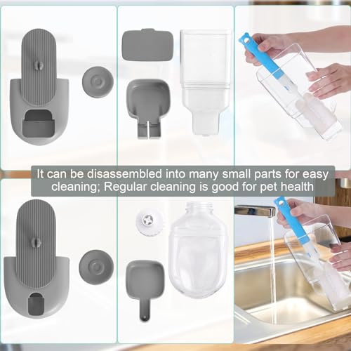 Lemtrflo Rabbit Feeder, Bunny Water Bottle Dispenser, Pet Cage Food Bowl | Suitable for Rabbits, Guinea Pigs, Ferrets, Cat and Other Small Pets - color: Gray