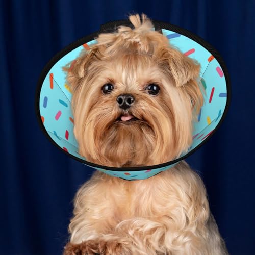 Blue Donut cat Cone Collar Adjustable Elizabethan Circle Kitten Dog Stop Licking Scratch After Surgery Protective Neck Cover - color: Blue Donut, size: Medium