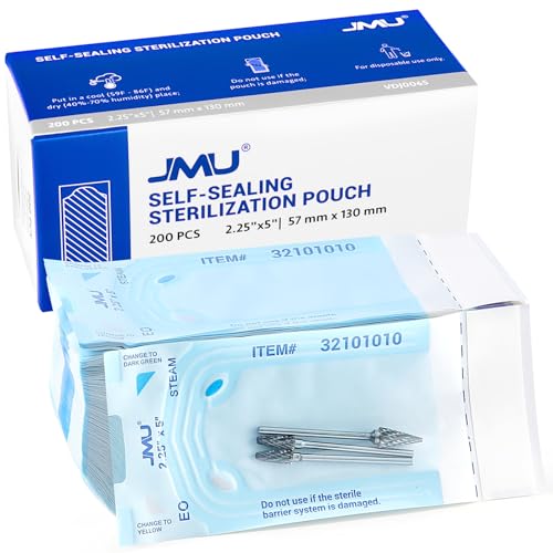JMU 200 Self Sealing Sterilization Pouches, 2.25" x 5" Autoclave Bags - size: 2.25" x 5"