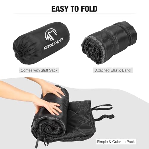 REDCAMP Large Outdoor Blanket 71"x59" Sherpa Fleece Lining, Black | Cold Weather Warm Thick Outdoor Blanket Comfy Foldable & Windproof for Camping Stadium,Car,Picnics,Pet,Trip,Machine Washable - color: Black/59''x71''