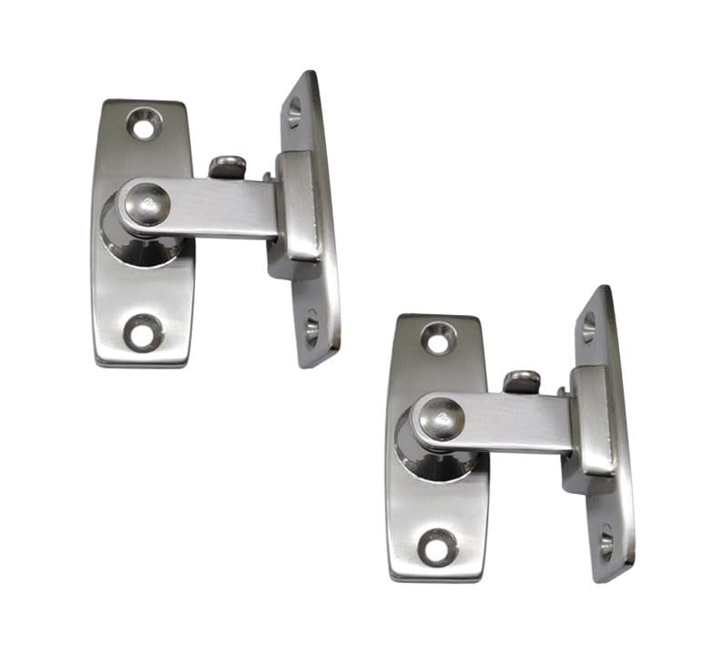 2.5" Heavy Forged Solid Brass Door Latch, 90 Degree Right Angle Door Latch Buckle for Doors & Windows, Brushed Nickel, 2Pack, Made in Taiwan - color: Brushed Nickel, size: 2pack(90 Degree)