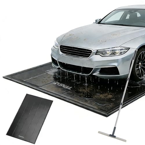 7'9''x18' Heavy Duty Garage Floor Mat, 1.2inch Thick Containment Mats, Waterproof PVC Matwith High Elastic Sponge Column, Non-Slip Surface, Parking Mat with a Squeegee - size: 7'9"x18'