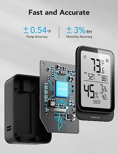 GoveeLife Bluetooth Hygrometer Thermometer H5104, LCD Digital Black 3-Pack | Indoor temperature monitor with APP alert & 2-yr data storage export, humidity meter for greenhouse/wine cellar/bedroom - color: Black, size: 3Pack