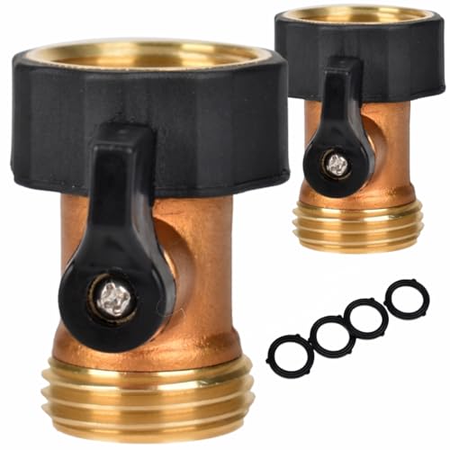Brass Shut Off Valve Connector, Heavy Duty 3/4” Garden Hose Cut Off Adapter, 2 pack - style: Shut-off-2Pack