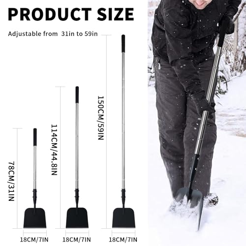 BARAYSTUS Flat Shovel with Adjustable Handle, 59 in Floor Scraper, Ice Scraper, Garden Cleaning Scraper, Ice Chopper, Snow Shovel, Multifunctional Weed Remover Tool for Walkway Driveway