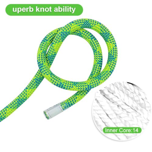 X XBEN 10.5 mm UIAA Dynamic Climbing Rope 20M(65FT), Safety Nylon Kernmantle Rope for Rock Climbing, Tree Climbing, Ice Climbing, Rappelling, Rescue and Arborist Climbing - size: Dynamic - 20M(65 Foot)