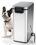 Courpal® Stainless Steel Dog Food Storage Container, 20lb/15lb Pet Food Bin | Dry Pet Food Container with Lids Airtight for Cat Dog Bird, 15L/4 Gal Stackable Metal Large Sealed Animal Food Bin with Scoop