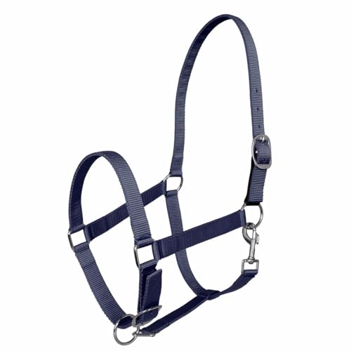 TuffRider Miller's Adjustable Nylon Halter with Snap and Breakaway Leather - color: Navy, size: Cob