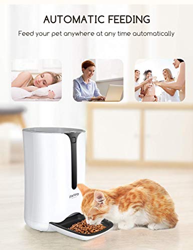 Automatic Cat Feeder, Faroro Dog Food Dispenser for Small Pets with Distribution Alarms, Portion Control, Voice Recorder and Programmable Timer for up to 4 Meals per Day