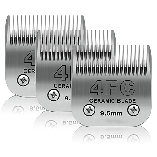 4FC Dog Grooming Ceramic Blades,Compatible with Andis,Oster A5,Wahl KM10 | Size 4FC Detachable Blade 3/8-Inch 9.5MM Cut Length,3 Pack - size: 3pc 4fc:3/8''(9.5mm)