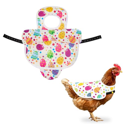 Chicken Saddles for Hens, Chicken Apron Hen Saddle with Adjustable Strap, Extended Shoulder Wing & Tail Coverage Protection Anti-Pecking Poultry Back Protector for Feather Recovery (Easter Eggs) - color: Easter eggs