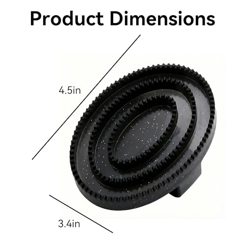 Horse Brush Black Flexible Oval Grooming Pad With Soft Teeth For Coat Cleaning Bath Lather Tack Box Storage Everyday Barn Use For Horses Dogs - color: Black