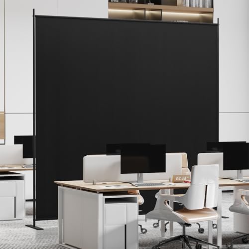 C-Hopetree 1 Panel Room Divider, 6 Ft Tall Indoor Folding Privacy Screen, Portable Partition Separator, Freestanding Separation Temporary Wall for Office, Bedroom, 71" W X 71" H, Black - size: 1-Panel