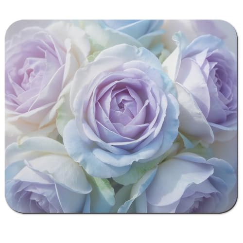 Soft Pastel Blue-Purple Rose Mouse Pad 9.5" x 7.9", Dreamy Floral Cute Desk Mat, Light Academia Aesthetic - color: Dreamy Floral