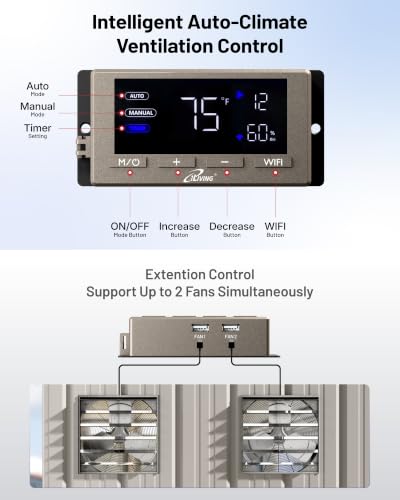 iLIVING 24" Smart Wall Mounted Shutter Exhaust Fan, 4244 CFM, 12-Speed, WiFi App Control Ventilation for Garages, Warehouse, Barn, Greenhouses, Auto Temperature Humidity Control, BLDC Motor, Hardwired - size: 24-inch